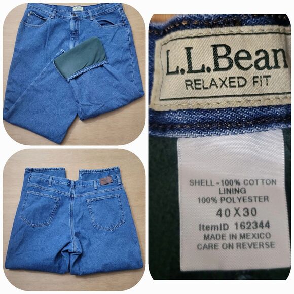 LL Bean Men's Double Fleece Lined Jeans Size 40x30 Item # 162344 - Picture 1 of 10